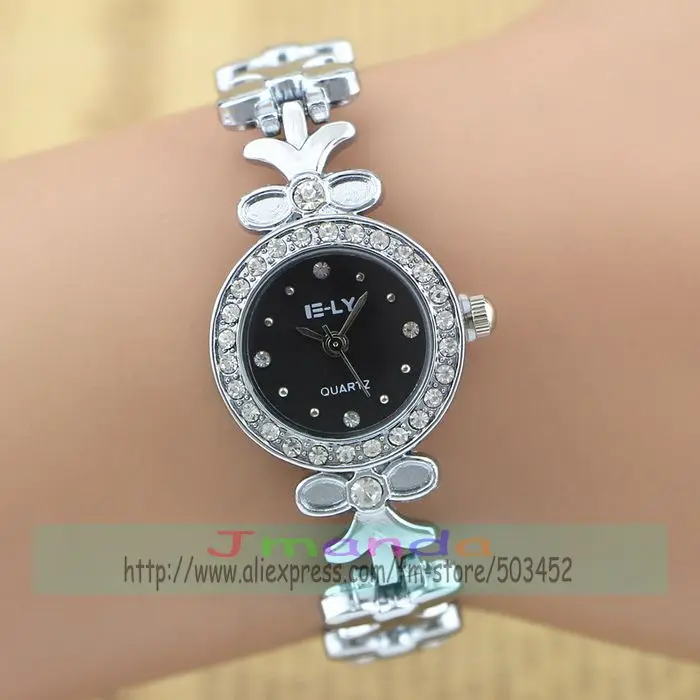 Женские кварцевые наручные часы с ремешком в виде цветка кристаллами | Наручные