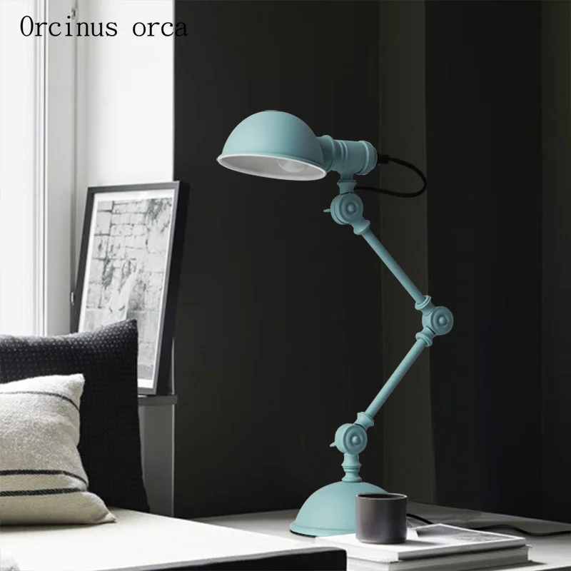 

Скандинавская Современная Простая цветная Механическая настольная лампа для кабинета, спальни, прикроватная лампа, американская креативная личность, светодиодный светильник для чтения