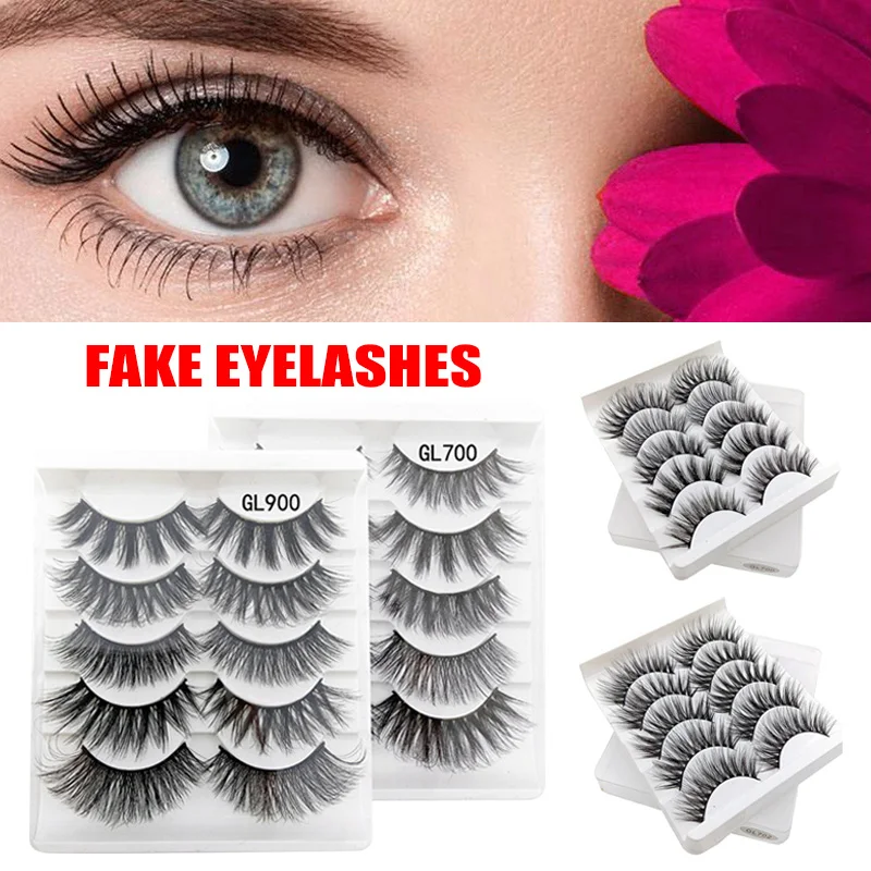 5 пар в упаковке объемные толстые и Мягкие Накладные ресницы накладные черные