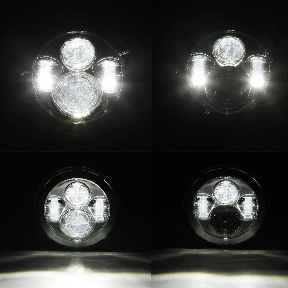 

Partol 7" 36W Chrome Motorcycle LED Headlight D-shaped Projector Lens Hi-Lo beam 12V/24V For Harley FLD Touring Trike Softail