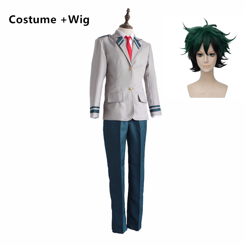 Аниме «Мой герой», карнавальный костюм OCHACO URARAKA Izuku Midoriya Shoto Todoroki, школьная форма с париком - Цвет: Izuku Midoriya