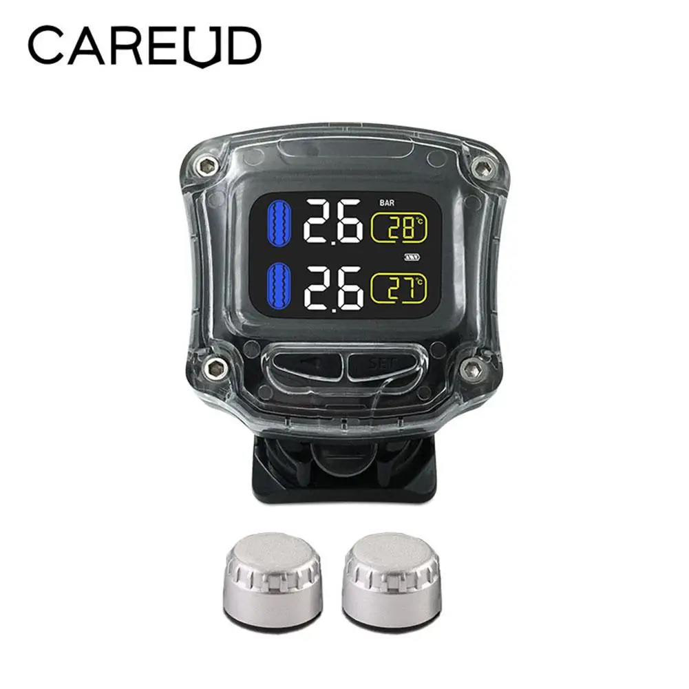 

100% CAREUD M3-B TPMS Tire Pressure Monitoring System TPMS Motorcycle Tire Pressure Sensor Universal 2 External Internal Sensors