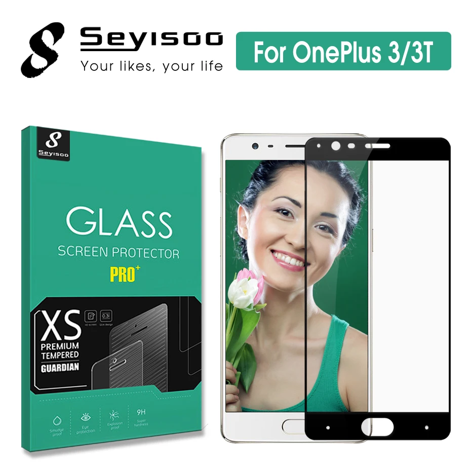 

100% Original Seyisoo 2.5D 0.3mm 9H Full Cover Screen Protector Tempered Glass For OnePlus 3 1+ 3T One Plus Three 1+3 1+3T Film