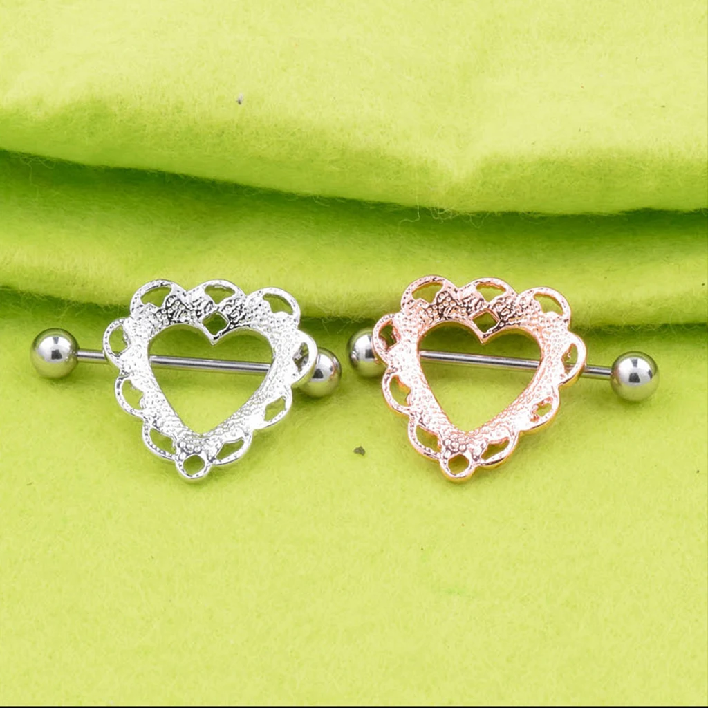 1 пара модное кольцо из нержавеющей стали с сердечками для сосков штанга