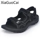 Мужские босоножки ручной работы, однотонные сандалии из натуральной кожи на липучке, модель 2017 35, 47, 1373