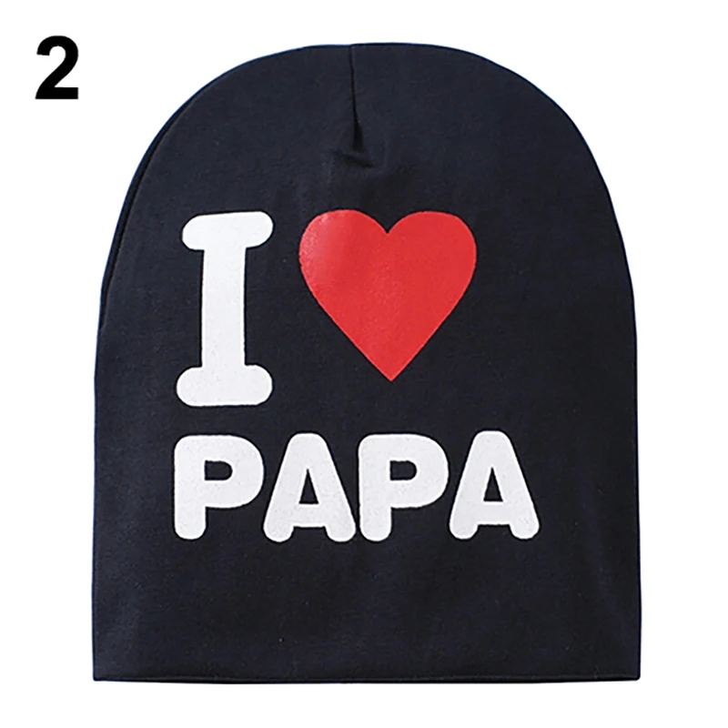 Мягкая теплая вязаная шляпа с принтом I Love Papa Mama хлопковые шапки для мальчиков и