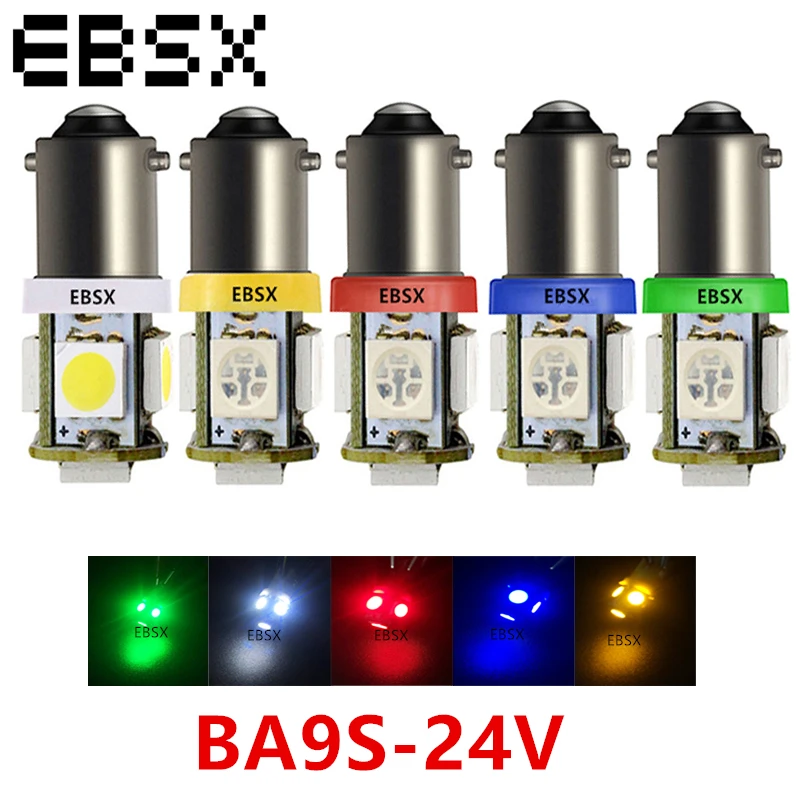 EBSX 100 шт. 24 В DC автомобильный индикатор сигнальный светильник BA9S W6W 5050 5 SMD