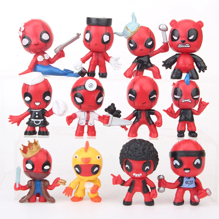12 шт./компл. Kawaii Cute Marvel X men Дэдпул забавная ПВХ модель фигурки куклы игрушки 6