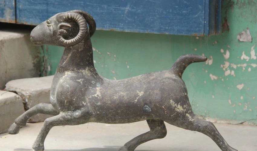 26 &quotКитайский Бронзовый пробежка зодиака год Овцы козы пробежки статуя