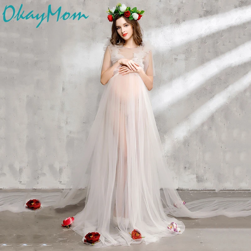 Платье для беременных OkayMom Элегантное Длинное фотосессии платье 2019|shower dresses|maternity