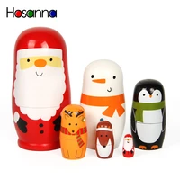 snowman santa russian stacking nesting matryoshka dolls set wooden animal collections hand paint dolls decoration toys for kids