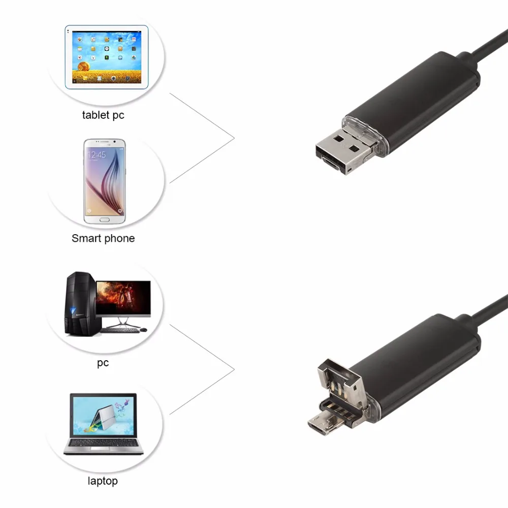 JCWHCAM 8 мм Hd 720P USB Android эндоскоп 1 м кабель OTG ПК мини камера для осмотра iWaterproof 2 в