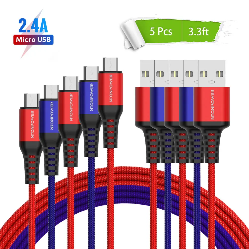 NTONPOWER Micro USB кабель для зарядки и синхронизации данных кабель type-C нейлоновый кабель для быстрой зарядки для планшетов Android мобильный телефон кабель USB шнур - Цвет: Micro USB