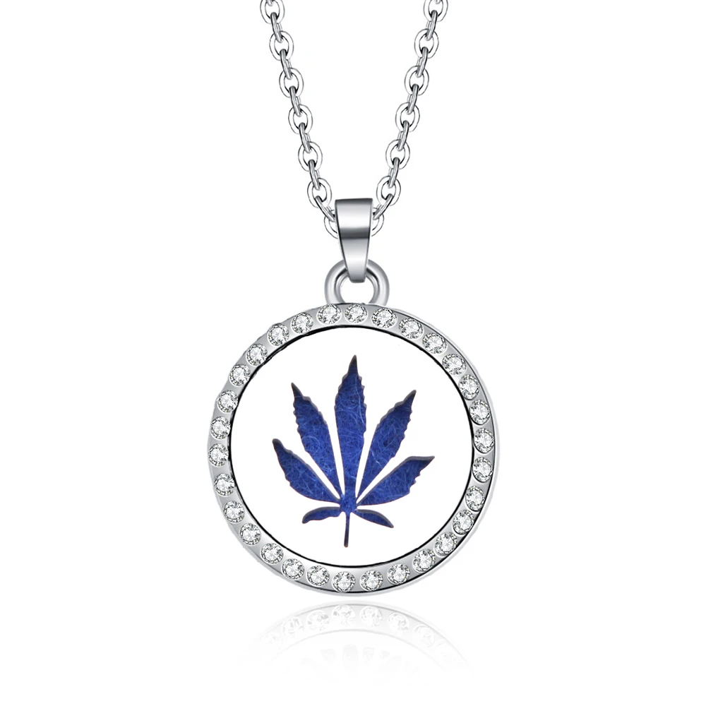 

Leaves Aroma Necklace Magnetic Openable Stainless Steel Aromatherapy Essential Oil Diffuser Necklace Perfume Locket Pendant