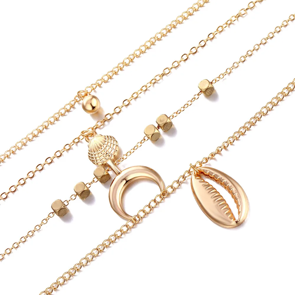 Модная оболочка DAXI Женская золотистая серебристая длинная луна многослойные