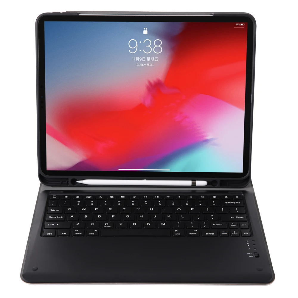 Чехол с клавиатурой для Apple iPad Pro 12,9 A1876 a1983a1895, чехол с Bluetooth клавиатурой, умный кожаный чехол с карандашом+ пленка+ ручка
