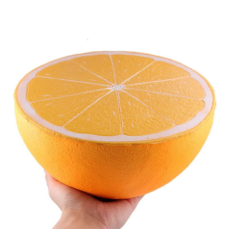 25cm Orange Гигантские мягкие фрукты медленно поднимающиеся игрушки Мягкая огромная клубника арбуз апельсин мягкие антистрессовые игрушки украшения подарок - Цвет: 25cm Orange