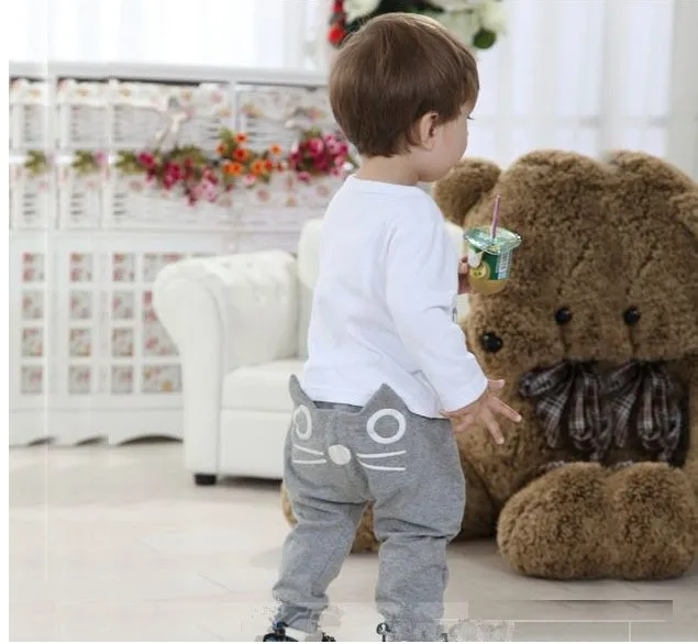 2019 Spring autumn Cotton Boys Girls Pants Kids Baby Kitten pocket Leggings 3D Cat Lovely Harem Trousers Children clothes | Детская
