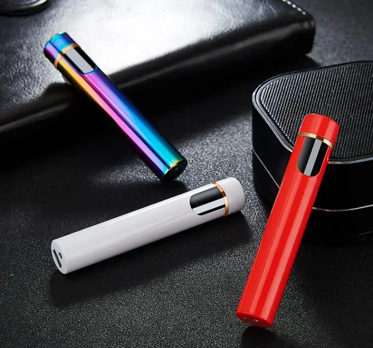 Сенсорный экран USB зарядка Зажигалка Ветрозащитная креативная электронная Вольфрамовая зажигалка Подарочный фильтр Держатель для сигарет