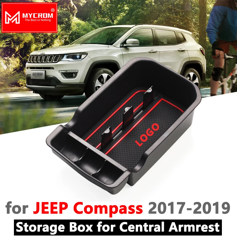 

Armrest Box Storage for Jeep Compass 2017 2018 2019 MK2 2nd Gen Stowing Tidying Organizer Anti-Slip Rubber Accessories Styling