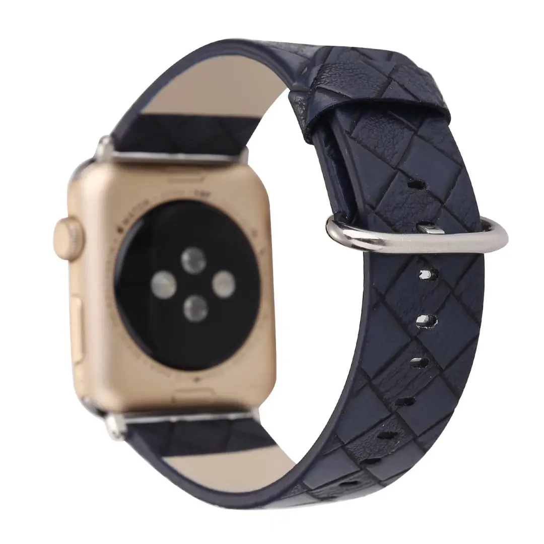 Кожаный ремешок в полоску LX для Apple Watch Series 3 2 1 на запястье с металлической