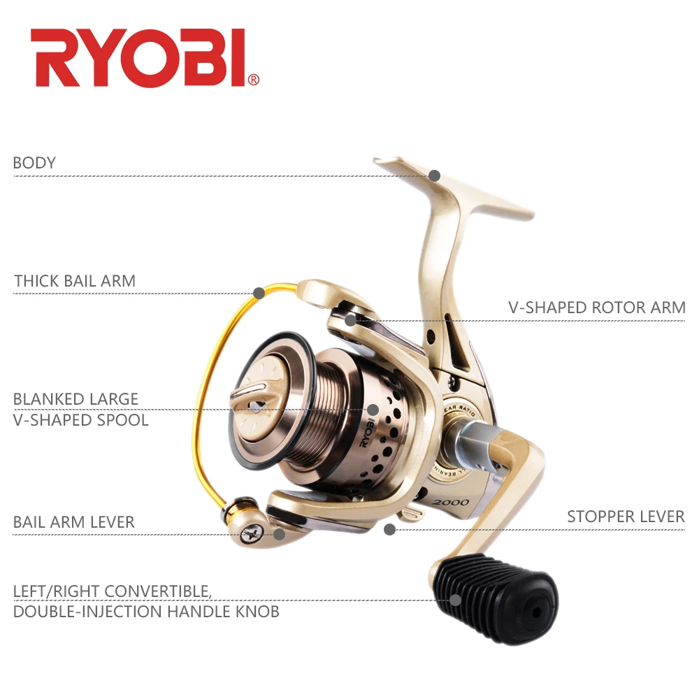 Рыболовная катушка RYOBI CONDOR 1000 2000 3000 4000 спиннинговая Ratio5.1:1 drag power2.5 5 0 кг