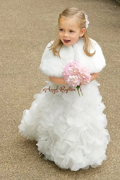 Элегантная осенне-зимняя теплая накидка с искусственным мехом белого цвета и