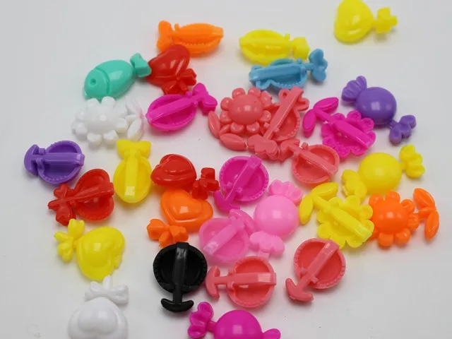 

100 Mixed Color Assorted Plastic Mini Hair Pin Clamp Clip Bows 22X16mm DIY Craft