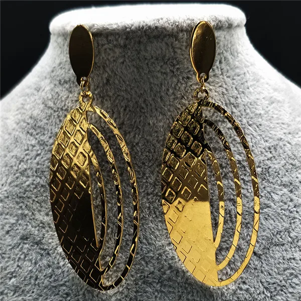 oval GD Модные серьги-гвоздики из нержавеющей стали, Женские Ювелирные изделия, большой золотой цвет, круглые серьги в стиле панк, ювелирные изделия Букле д 'Орел E612384 - Окраска металла: oval GD