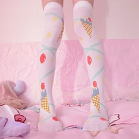 girls kawaii pink stocking cotton soft sexy over the knee socks female fashion thigh high compression women long stockings