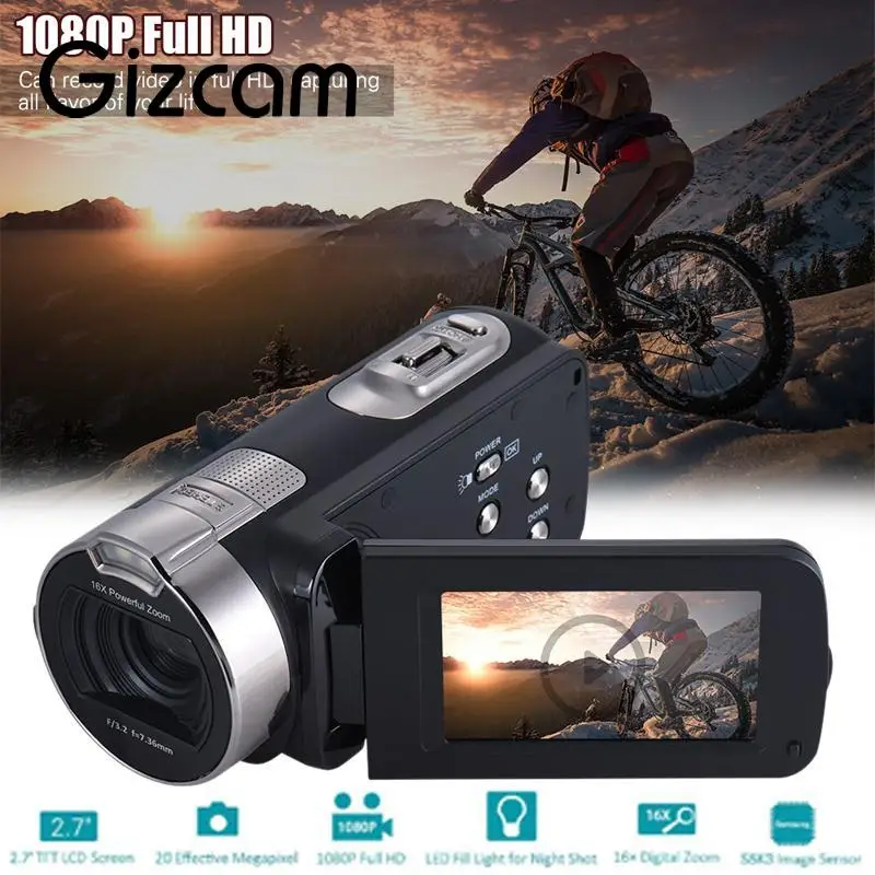 Gizcam HDV 312P 2.7'' inch 24.0MP Digital Camera 1080P 16x Zoom DV 270 Degrees Rotate Screen With Microphone Speaker UK/US Plug |