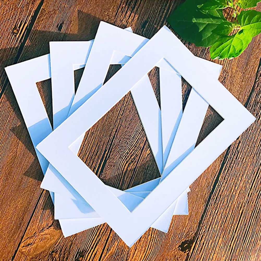 Wall Decor Decoration Home Bevel Cut Inserts 5PCS/Set Craft Paper Photo Frame Multi-sized Square Shape Paperboard White | Дом и сад