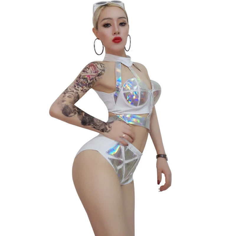 Блестящее бикини джазовые танцевальные костюмы боди для женщин Сексуальная