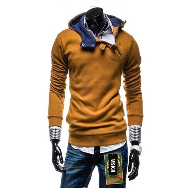 2017 Новая Мода Косой Молнией Стиль Мужчины Толстовки Осень Clothing Slim Fit Poleron Hombre Плюс