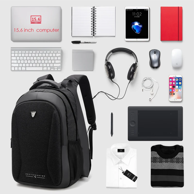 Новый модный мужской рюкзак с функцией подогрева и usb портом для зарядки 15 6