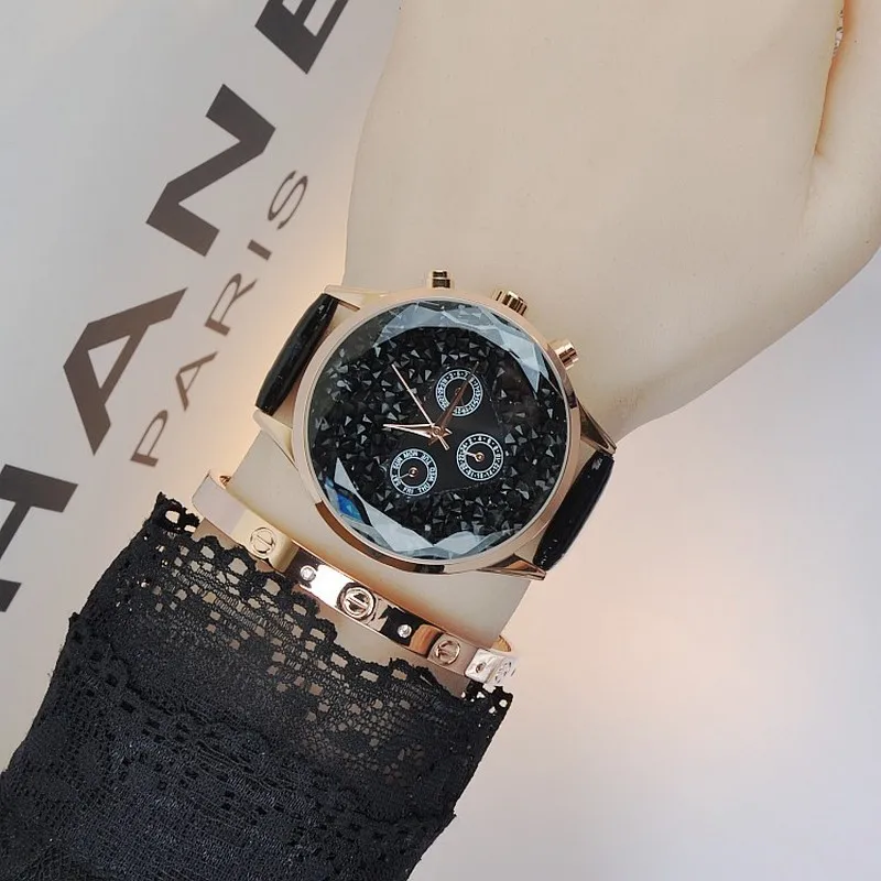 Часы наручные женские кварцевые с кожаным ремешком и бриллиантами|mujer|mujeres topsmujer