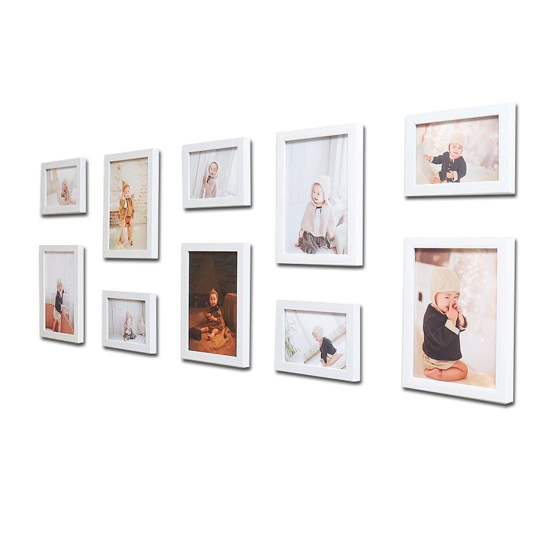 White Photo Frame 10 шт. классическая фоторамка для стены навесной домашний декор фото стены свадьба пара рекомендации черный белый рамки - Цвет: White Photo Frame