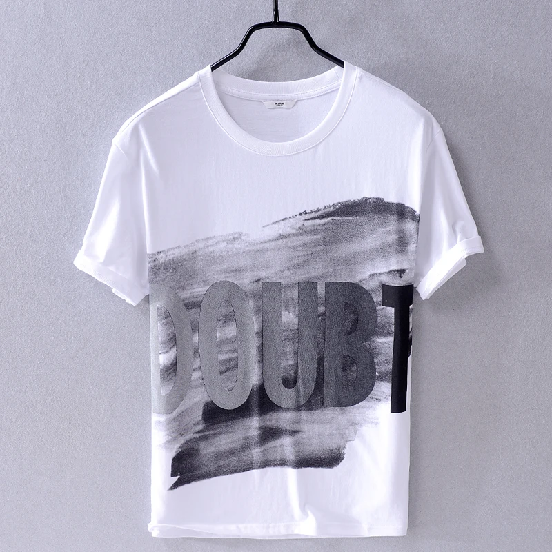 

Мужская хлопковая Футболка camisa, белая Повседневная футболка с круглым вырезом, лето 2019