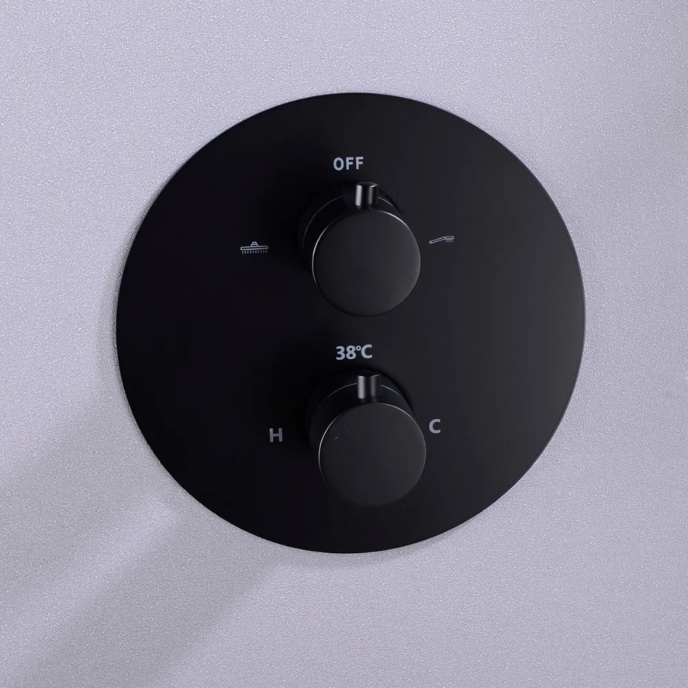 Латунная термостатическая Душевая система набор для Дождевого душа черный