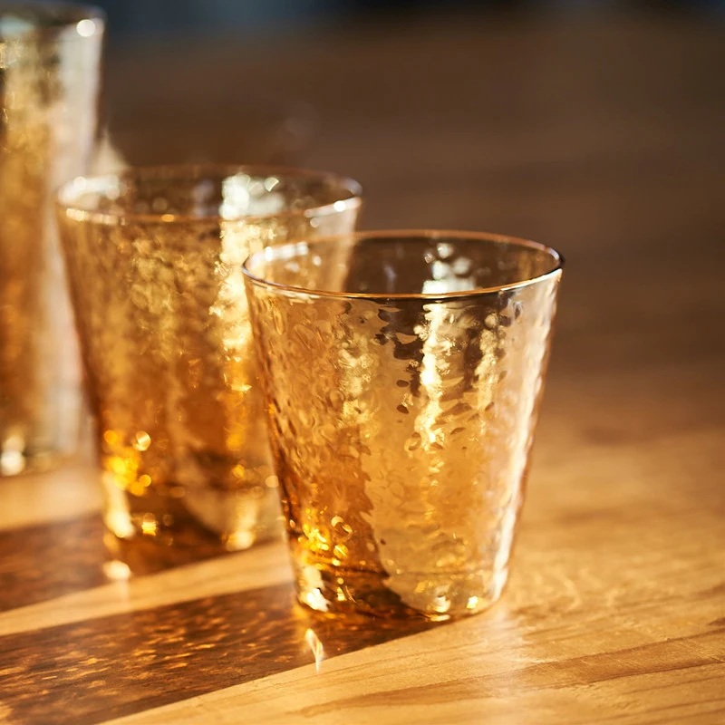 2 шт. стакан ручной работы в японском стиле молоток узор Янтарный для воды вина