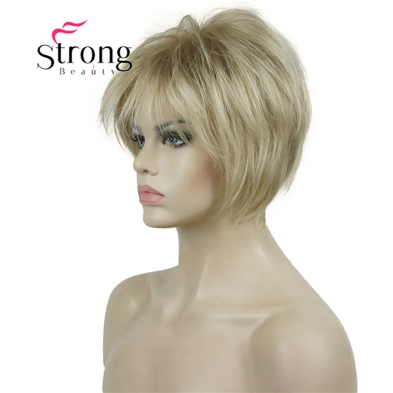 StrongBeauty короткий слоистый блондин Толстый Пушистый полный синтетический парик Тепло ОК