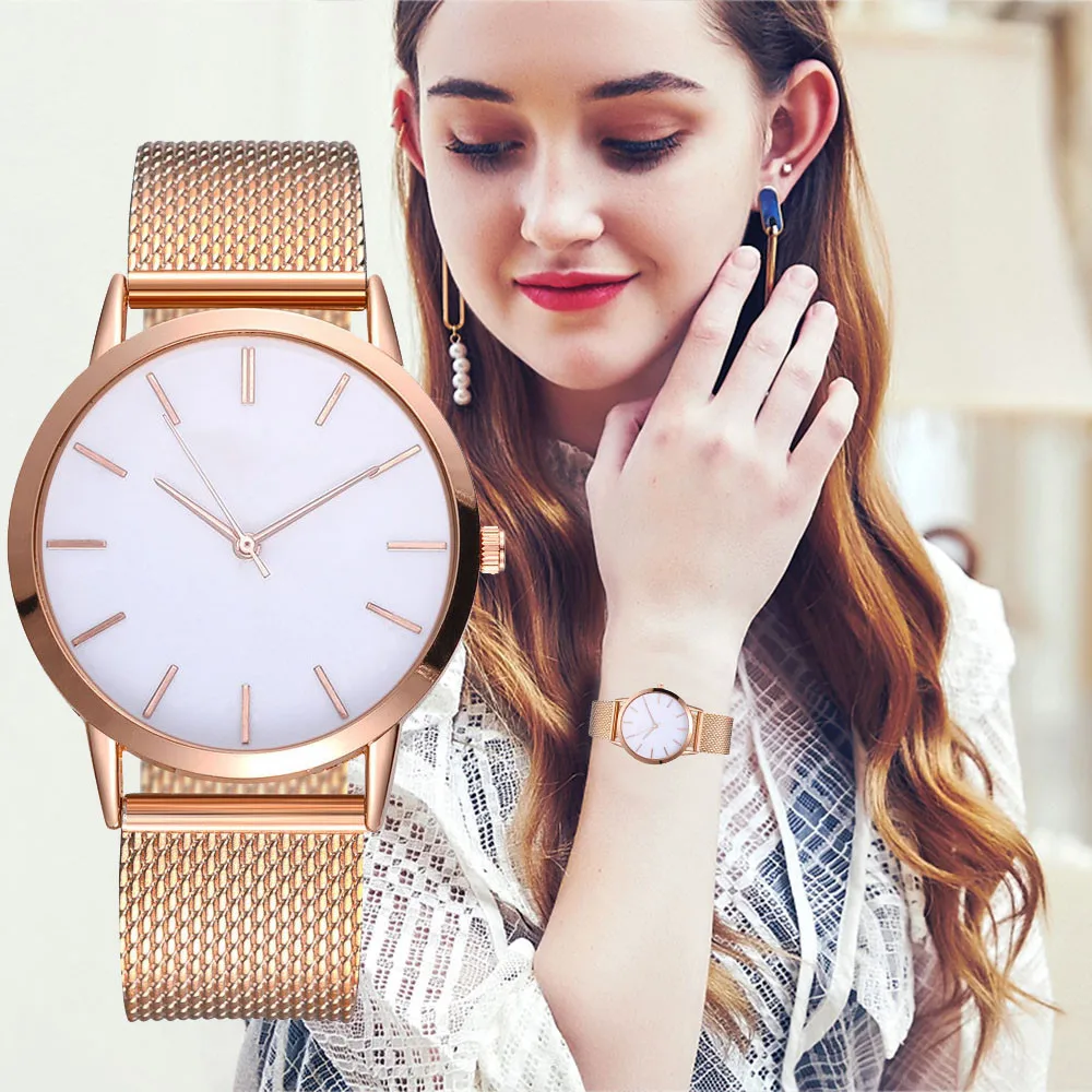 Роскошные женские часы Montre Femme простые стальные розовое золото элегантный