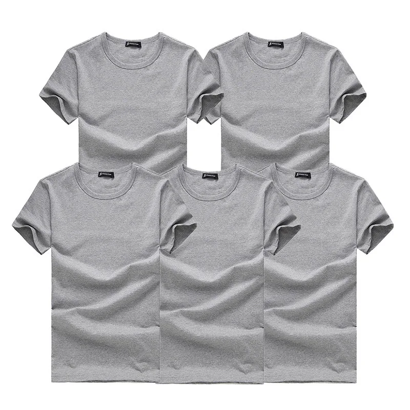Light gray Пионерский лагерь, Мужская футболка, 5 шт., простая, обычная, одноцветная, хлопок, футболки, мужские, Новое поступление, короткий рукав, Мужская футболка - Цвет: Light gray