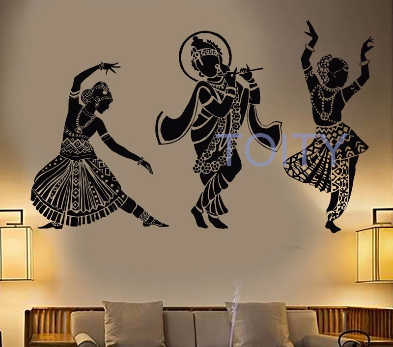 Танец Индии Для женщин винил Стикеры девадаси Школа танцев индуистской на стены
