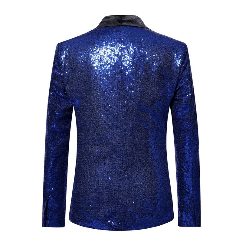 MJARTORIA Shiny Gold Sequin Bling Glitter Blazer Men New Shawl Collar Club DJ Mens Blazer Jacket Stage Clothers for Singers