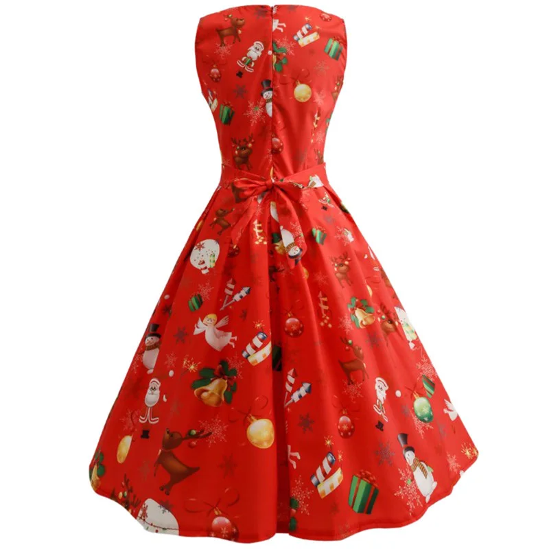 Женское рождественское платье без рукавов Santa Rockabilly элегантное винтажное Размер