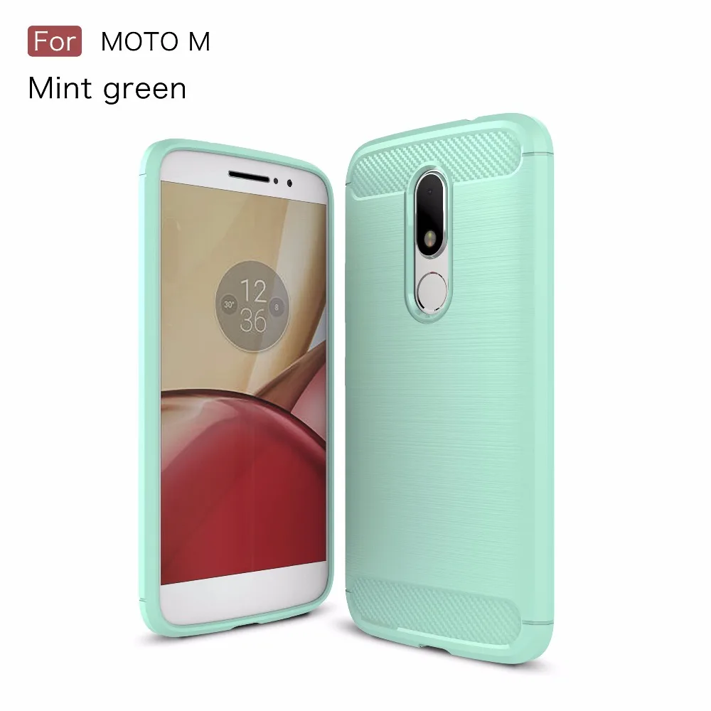 For Motorola Moto M Case Carbon Fiber TPU Brushed Phone Skin Back Cover Protector for XT1662 Capa Coque Funda |