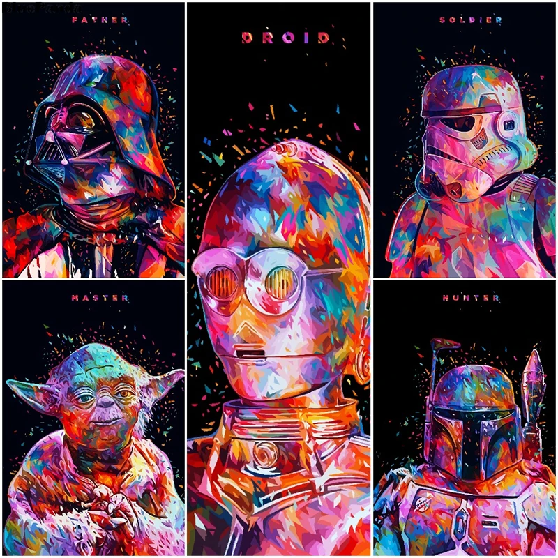 Цветные Звездные войны поп арт минималистичные обои Дарт Вейдер йода Штурмовик