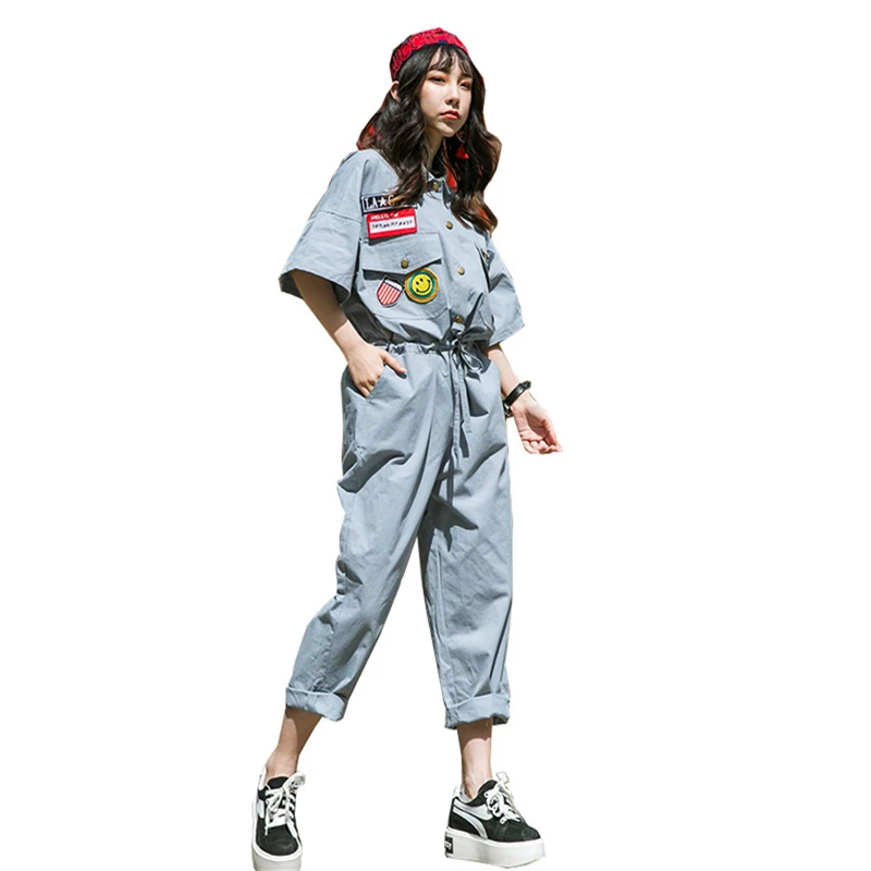 2019 Летние Новые Комбинезоны женские модные с коротким рукавом комбинезон