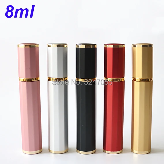 

8ML Empty Colored Aluminum Portable Perfume Bottle, High Quality Aluminum-Glass Spray Nozzle Atomizer, Travel Metal Scent Bottle